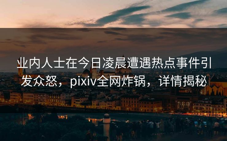 业内人士在今日凌晨遭遇热点事件引发众怒，pixiv全网炸锅，详情揭秘