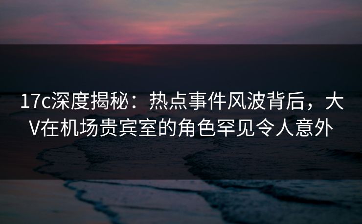 17c深度揭秘：热点事件风波背后，大V在机场贵宾室的角色罕见令人意外