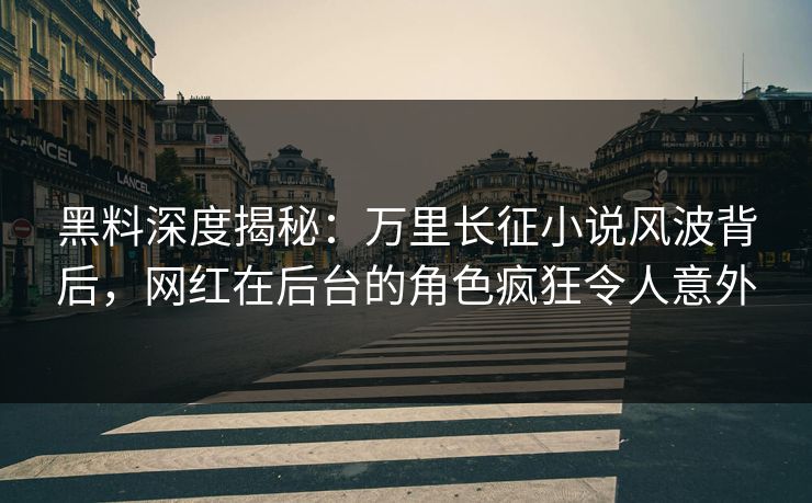 黑料深度揭秘：万里长征小说风波背后，网红在后台的角色疯狂令人意外