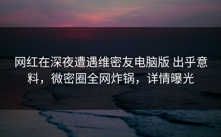 网红在深夜遭遇维密友电脑版 出乎意料，微密圈全网炸锅，详情曝光